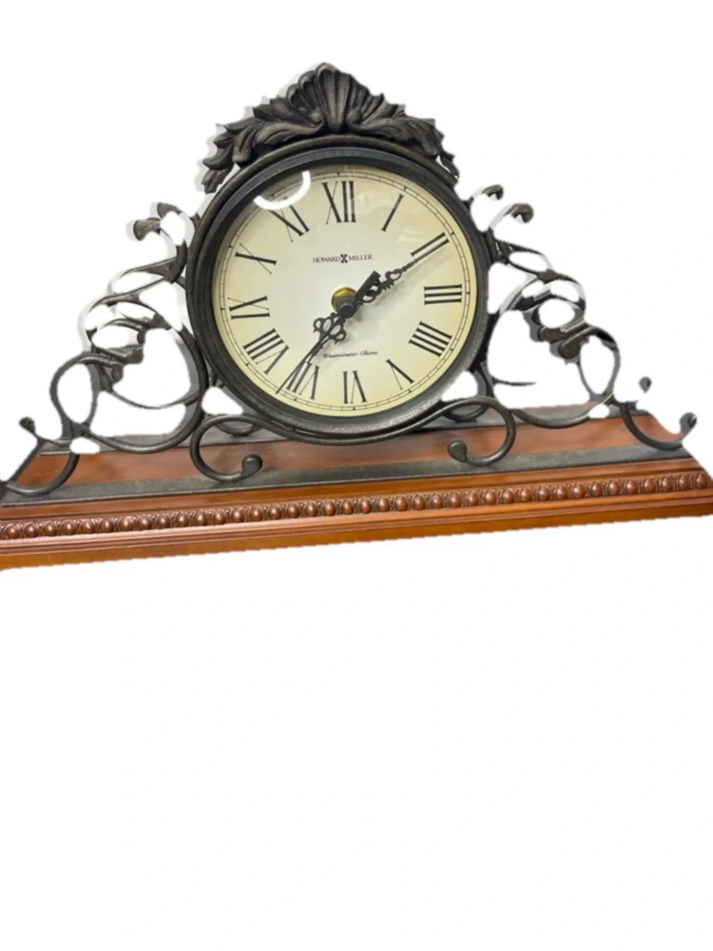 VTG Howard Miller Adelaide Mantel Clock 635-130 Wrought Iron Cherry UNTESTED